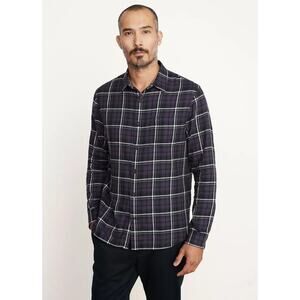 Vince Mens Berkeley Plaid Shirt Size XL Purple Classic Fit Button Down Collared